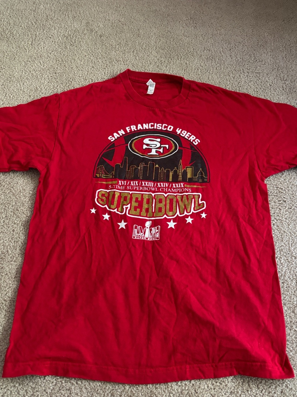 San Francisco 49er Super Bowl T shirt size large